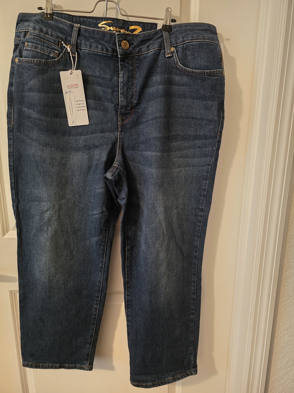 Seven7 Women's Dark Blue Straight Leg Jeans